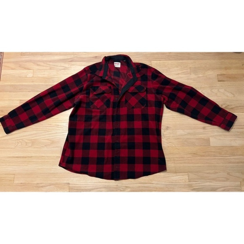 Wrangler Authentics‎ Mens Red Black Buffalo Plaid Flannel Long Sleeve Shirt 2XT